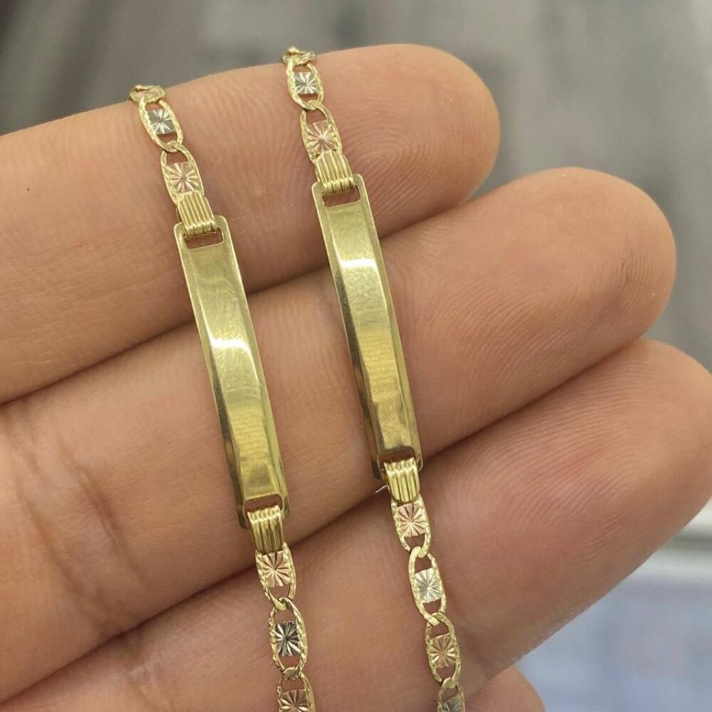 Baby ID Bracelet 5.5 10K Real Gold For Newborn Pulsera de Oro Real Para Bebés - Picture 2 of 8
